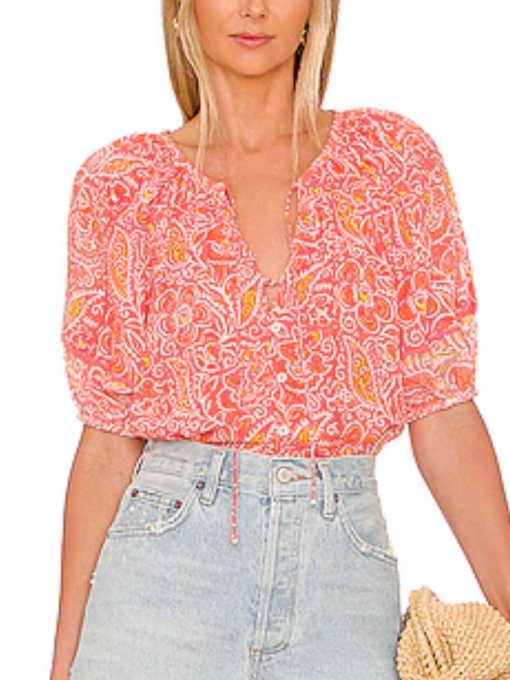 Cleobella Layla Blouse in Blossom Block Print Organic Cotton Size Small